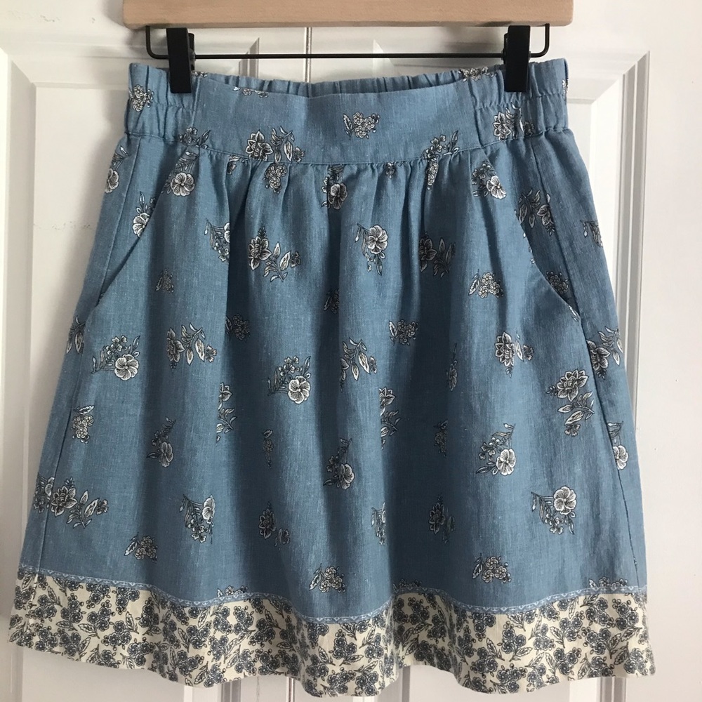 Like New Loft Hazy Skies Floral Pocket Skirt XSP